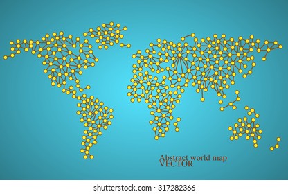 Abstract world map. Molecule structure. Colorful background. Vector illustration. Eps 10