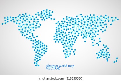 Abstract world map. Molecule structure. Colorful background. Vector illustration. Eps 10