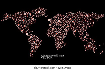 Abstract world map. Molecule structure. Colorful background. Vector illustration. Eps 10