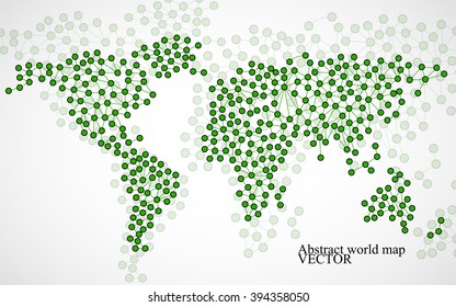 Abstract world map. Molecule structure. Vector illustration. Eps 10