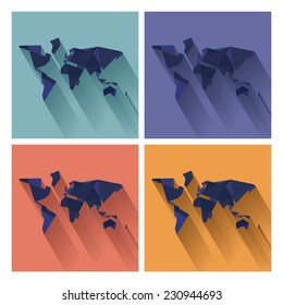 abstract world map on the four different backgrounds