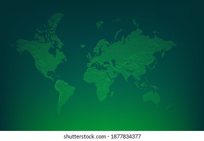 Abstract world map on green color mesh gradient background or banner website, green design wallpaper smooth concept, vector eps
