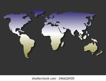 Abstract World map on the grey background. Vector illustration.
