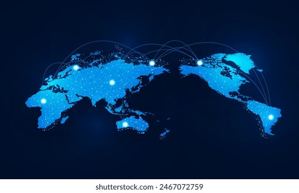 Mapa del mundo Abstractas en el fondo de la tecnología de negocios de la luz Fondo de innovación del concepto de comunicación Hitech, diseño del Vector