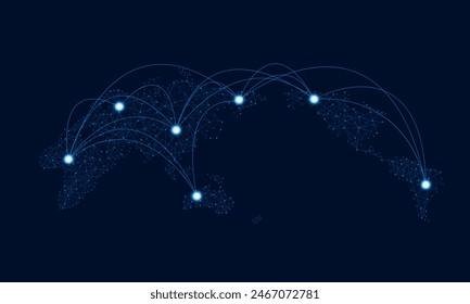 Mapa del mundo Abstractas en el fondo de la tecnología de negocios de la luz Fondo de innovación del concepto de comunicación Hitech, diseño del Vector