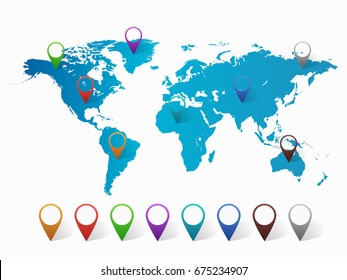 Abstract world map with pin point high quality