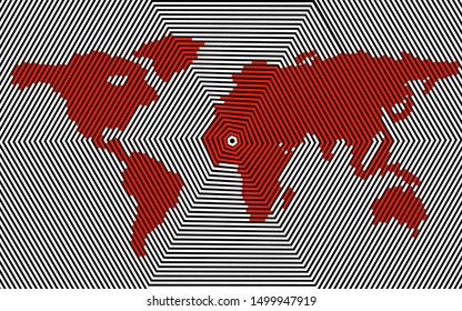Abstract world map of polygon lines, geography background, halftone concept, vector
