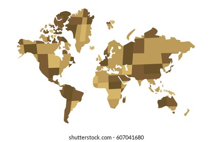 Abstract world map with polygonal multicolored elements