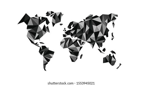 Abstract world map with polygons on white background Vector illustration