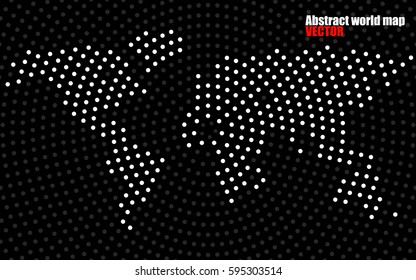 Abstract world map of radial dots. Vector