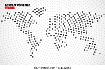 Abstract world map of radial dots. Vector