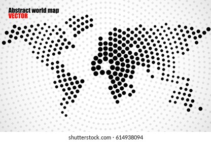 Abstract world map of radial dots. Vector