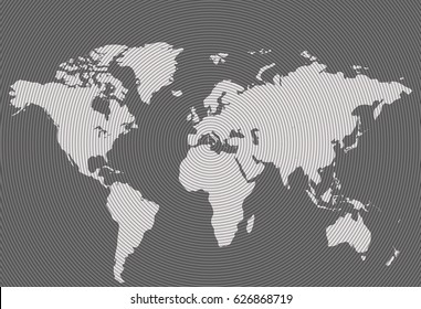 Abstract world map of radial lines. Vector illustration. Eps 10.