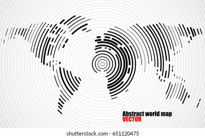 Abstract world map of radial lines. Vector illustration. Eps 10