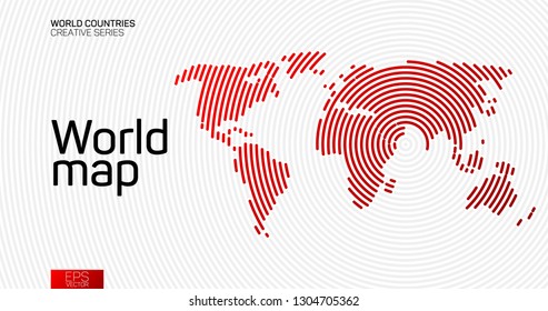 Abstract World Map With Red Circle Lines