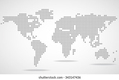 Abstract world map of round dots. Vector illustration. Eps 10