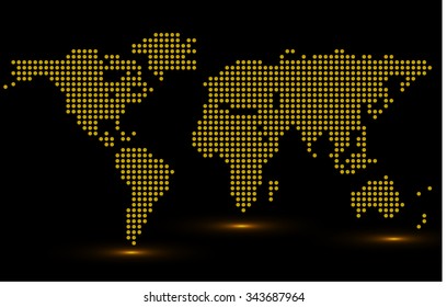 Abstract world map of round dots. Vector illustration. Eps 10
