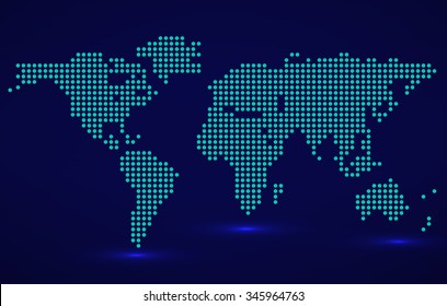 Abstract world map of round dots. Vector illustration. Eps 10
