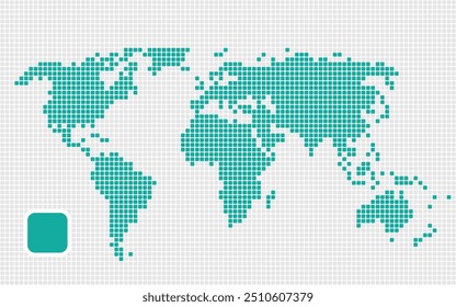 Abstract World Map with Rounded square Dots