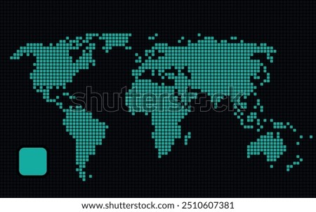 Abstract World Map with Rounded square Dots