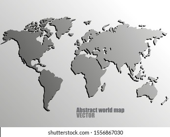 Abstract world map with shadow. Map of paper. Vector illustration