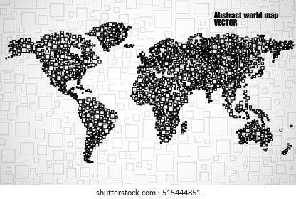 Abstract world map from squared, style background