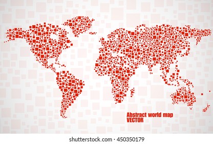 Abstract world map from squares, style background