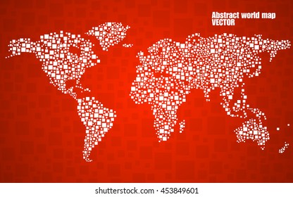Abstract world map from squares, style background