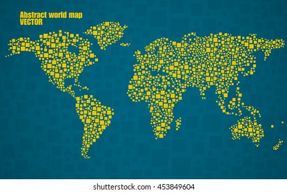 Abstract world map from squares, style background