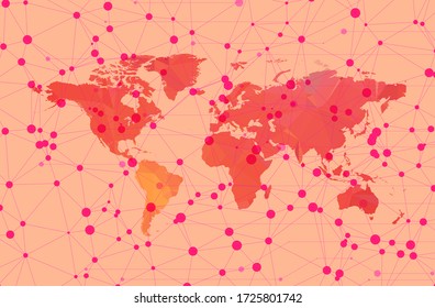 Abstract World Map Triangle Geometry Background and Wallpaper. Global network connection, Social communications concept.