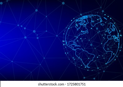 Abstract World Map Triangle Geometry Background and Wallpaper. Global network connection, Social communications concept.