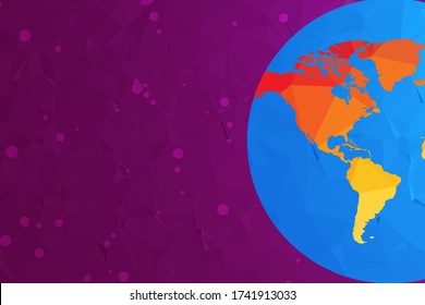 Abstract World Map Triangle Geometry Background and Wallpaper. Global network connection, Social communications concept.