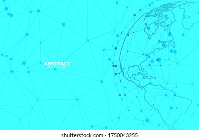 Abstract World Map Triangle Geometry Background and Wallpaper. Global network connection, Social communications concept.