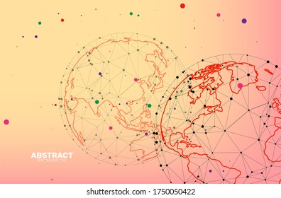 Abstract World Map Triangle Geometry Background and Wallpaper. Global network connection, Social communications concept.
