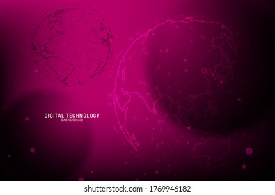 Abstract World Map Triangle Geometry Background and Wallpaper. Global network connection, Social communications concept, Digital technology banner.