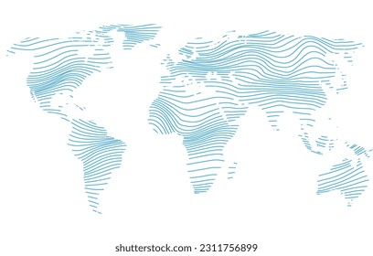 abstrakte Weltkarte - Vektorgrafik gestrichener blauer Karte
