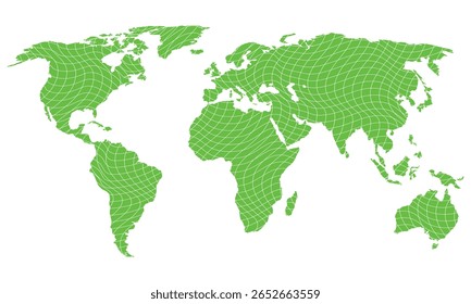 abstract world map - vector illustration of striped green colored map