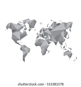 Abstract World Map - Vector illustration - Geometric Structure in gray color for presentation, booklet, website and other design projects. Polygonal background.