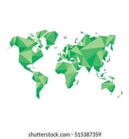 Abstract World Map - Vector illustration - Geometric Structure in green color for presentation, booklet, website and other design projects. Polygonal background.
