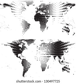 abstract world maps with halftones