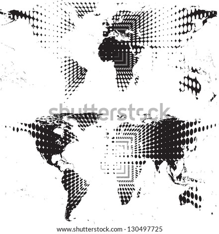 abstract world maps with halftones