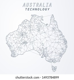 Abstract of world network in Australia, Edge and vertex of world connection, internet and technology concept.