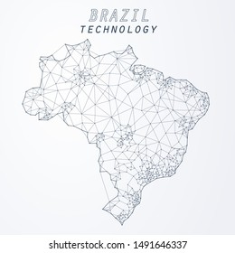 Abstract of world network in Brazil, Edge and vertex of world connection, internet and technology concept.