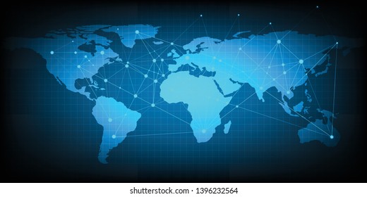 Resumen del concepto de red mundial de negocios globales usando como fondo y fondo de pantalla.