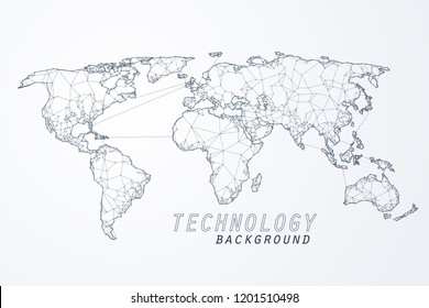Abstract of world network, Edge and vertex of world connection, internet and technology concept.