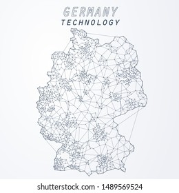 Abstract of world network in Germany, Edge and vertex of world connection, internet and technology concept.