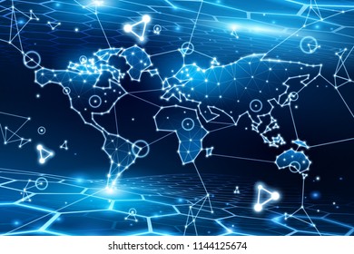 Abstract of world network, internet and global connection concept, vector art and illustration.