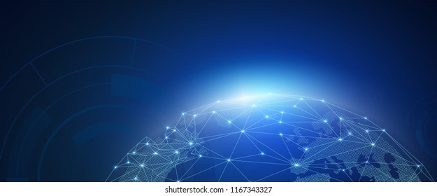 Abstract of world network, internet and global connection concept, vector art and illustration.