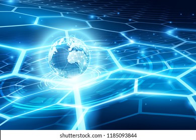 Abstract of world network, internet and global connection concept, vector art and illustration.