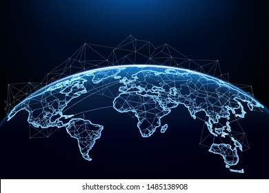 Abstract of world network, internet and global connection concept, vector art and illustration.